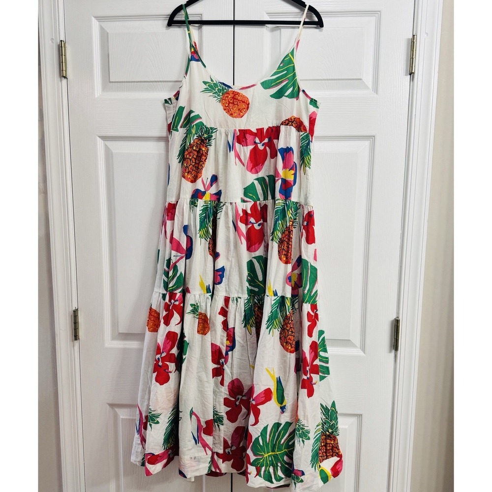 Cooper Ruffle Tiered Maxi Sundress Pineapples Tropical Floral Size Medium
